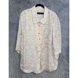 TWINKLE BY WENLAN NEW YORK Womens White Multi Print Button Up Shirt Top